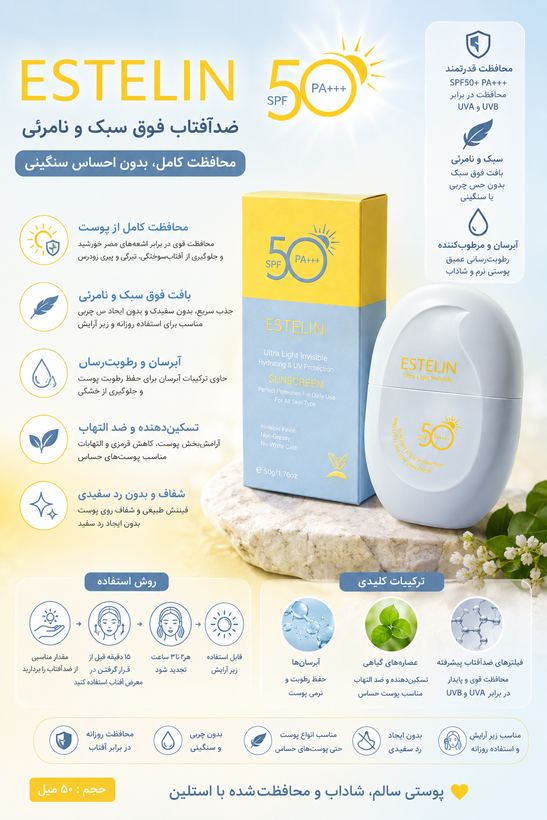 ضدآفتاب استلین PRO آبی ESTELIN PRO SPF50 PA+++